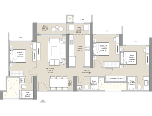 3 BHK Floor Plan