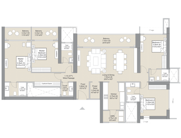 4 BHK Floor Plan